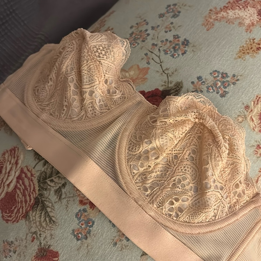 Lively Womens 34B The Lace Strapless Bra Toasted Almond 32221 Removable Straps